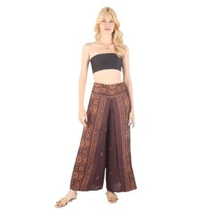 Women's Small Hippy Boho Festival Pants Cotton Wide Leg Elephants Print Thailand
